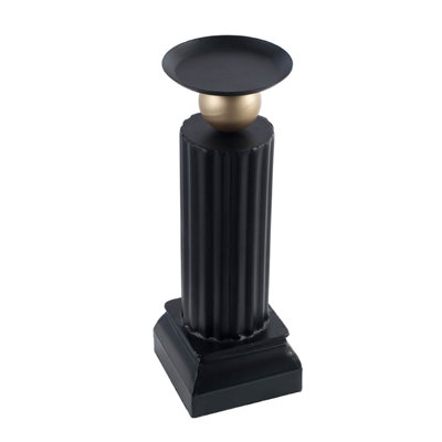 Bougeoir Lemo, sphère dorée, colonne de fer noire 18 po