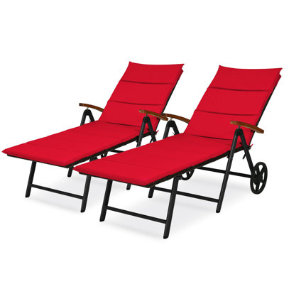 Gracely Outdoor Metal Chaise Lounge , Cushion Included