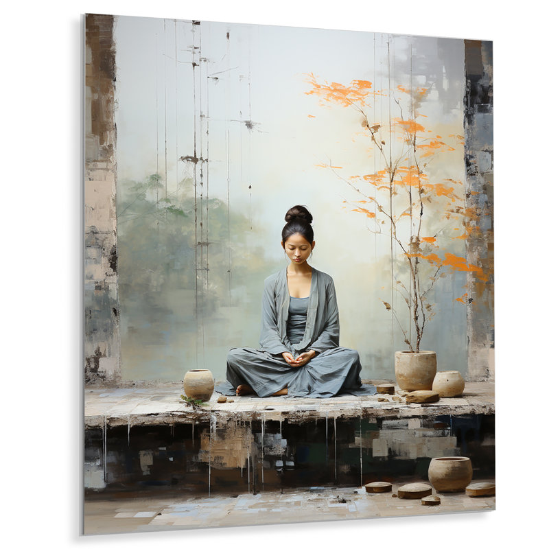 Yoga serein zen pastel II - Yoga, impressions murales en métal, H 20 po x l 12 po x P 1 po