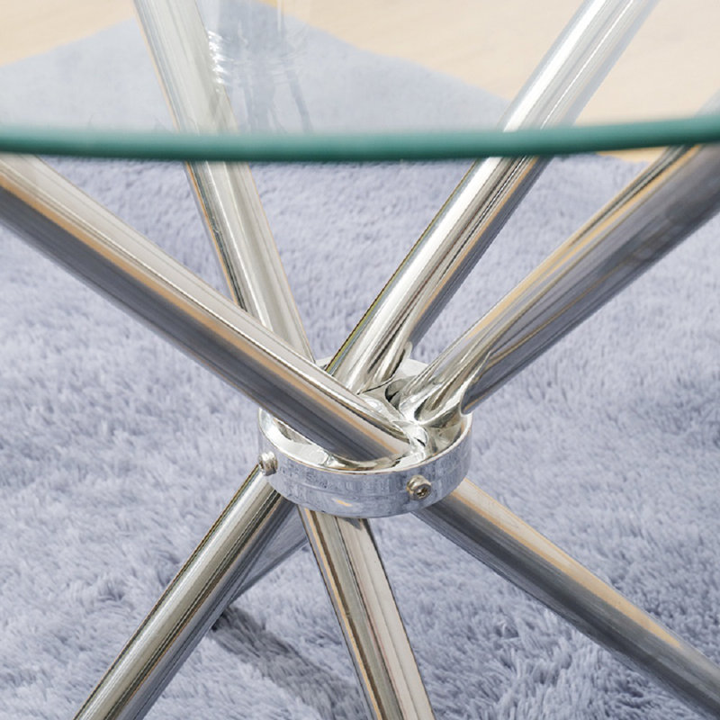 Dechanel Round Glass Top Metal Base Dining Table