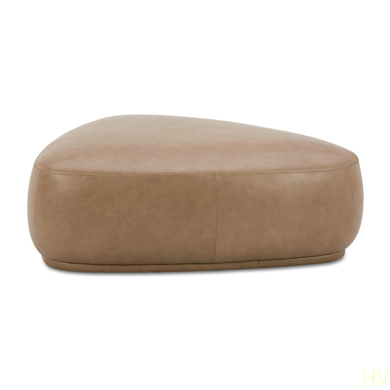 Repose-pieds cocktail arrondi 44 po, cuir fleur toscan 44 po