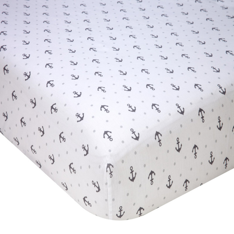 Drap-housse pour lit de bébé à 100% coton pour enfants setabled Nautica, Gris / Blanc