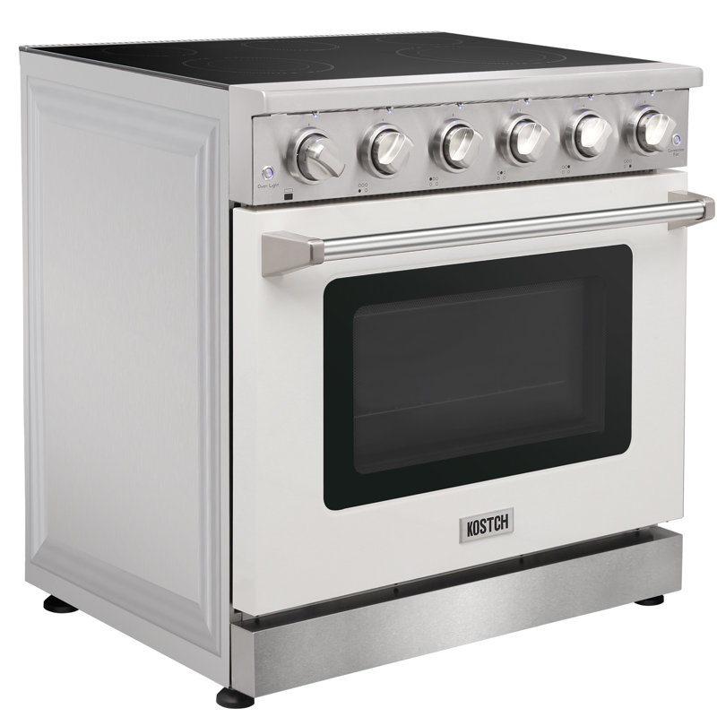 Cuisinière électrique autoportante à convection de 36 po 6 pieds cubes Kostch, Blanc