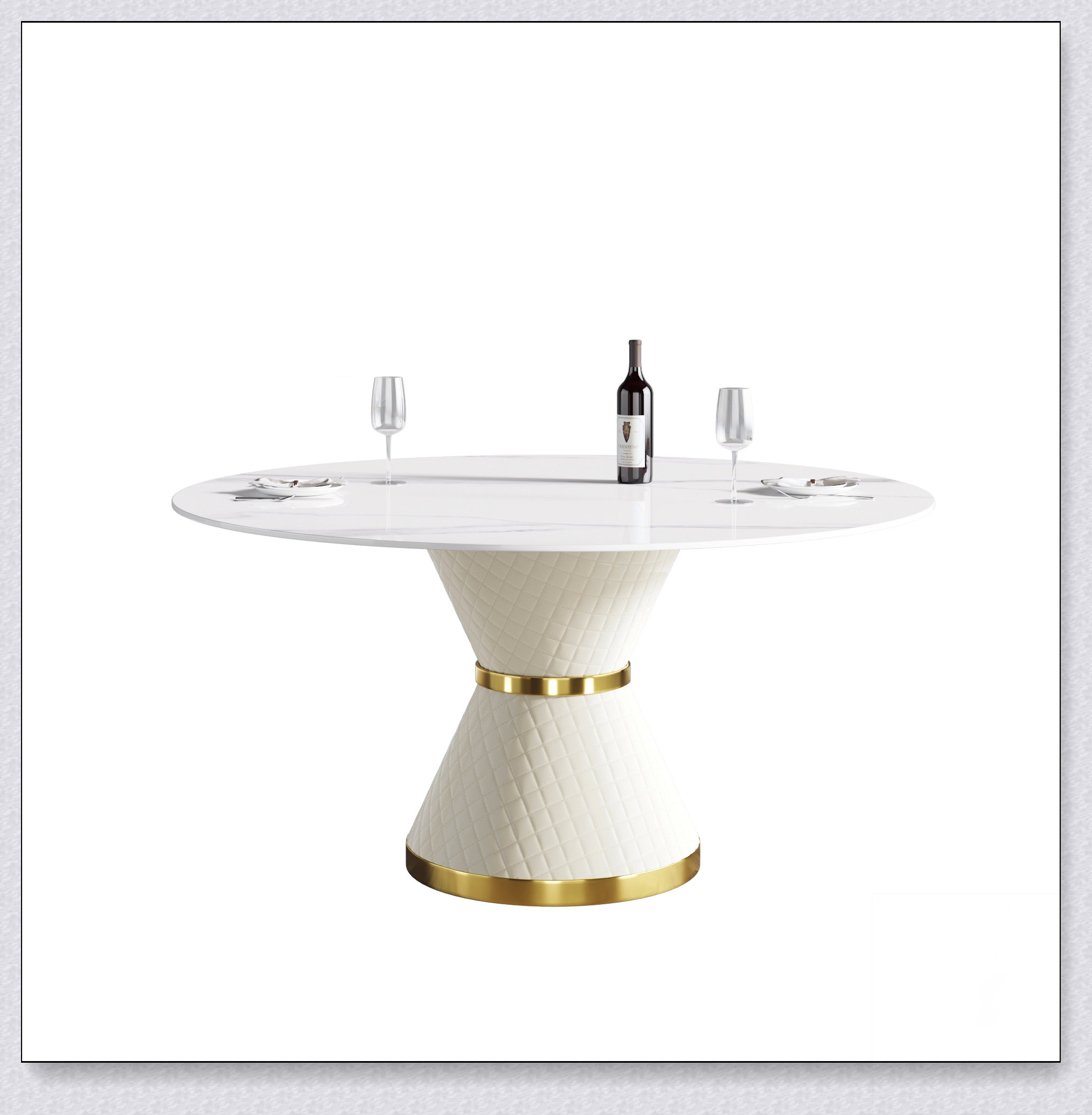 Orren Ellis 59.05"Modern artificial stone round carbon steel base ...