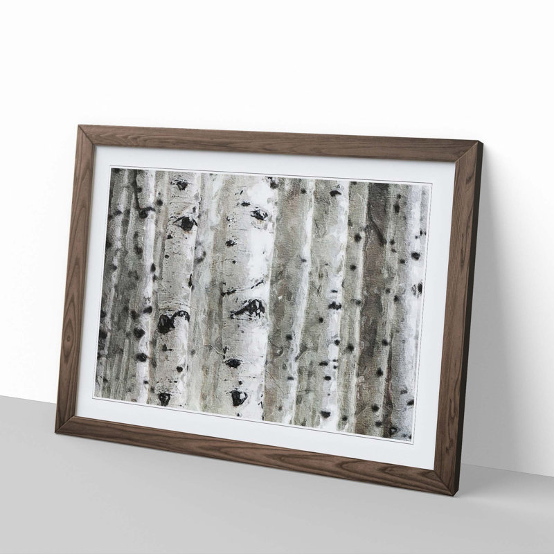 Silver Birch Tree Forest - Picture Frame Painting Print, 36cm H x 48cm W x 2cm D, Walnut Framed