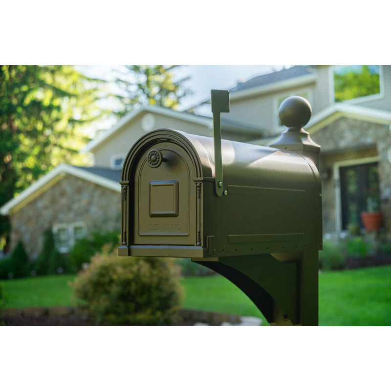 Garrison Large Venetian Bronze Steel Post Mount Mailbox