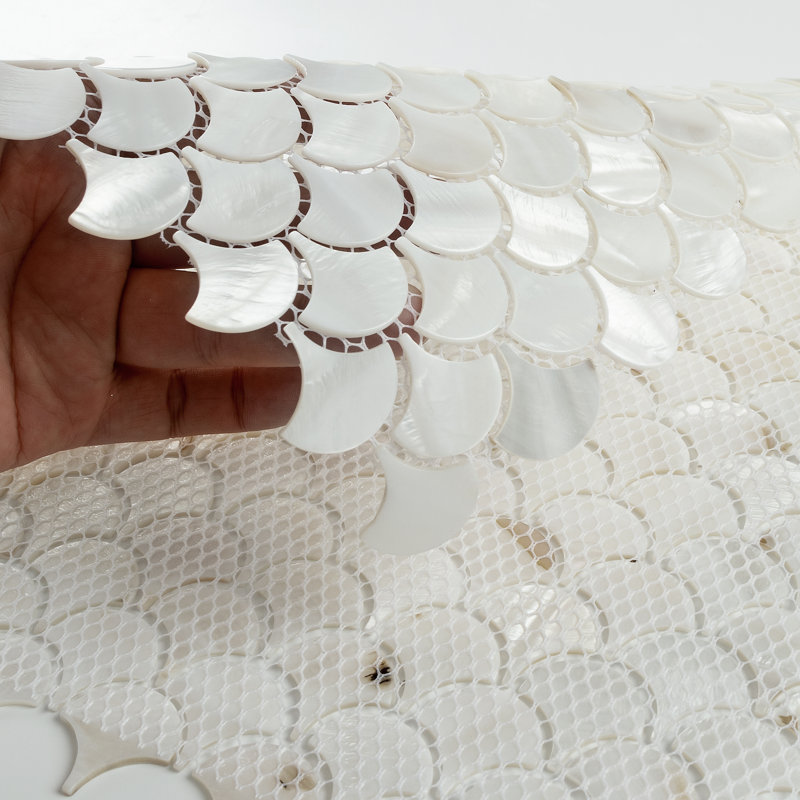 Carreau de mosaïque murale écaille de poisson en coquille de nacre 1 po x 1 po