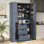 Armoire de cuisine autoportante de 70,9 po de hauteur avec tiroirs, tablettes de porte, tablettes amovibles et supports à vin pour la salle à manger de cuisine