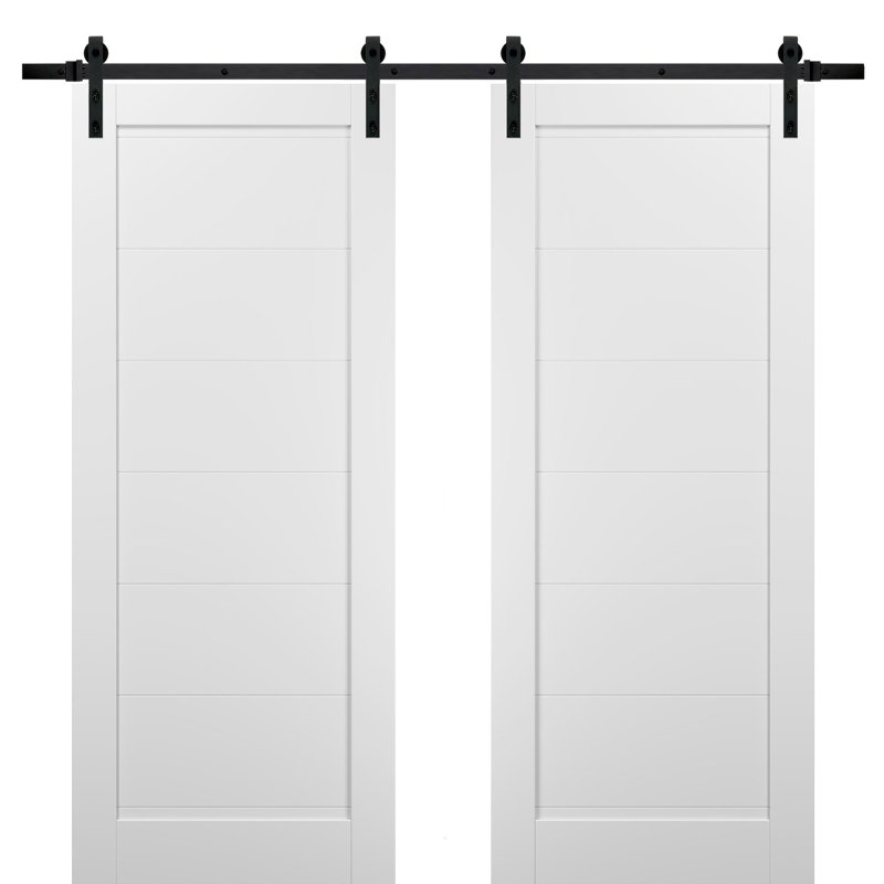 Portes de grange en bois à panneaux Quadro avec ensemble de quincaillerie d'installation, 36 po x 80 po