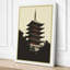 Pagoda in Silhouette Japandi - Wrapped Canvas-1243444148-1243444150