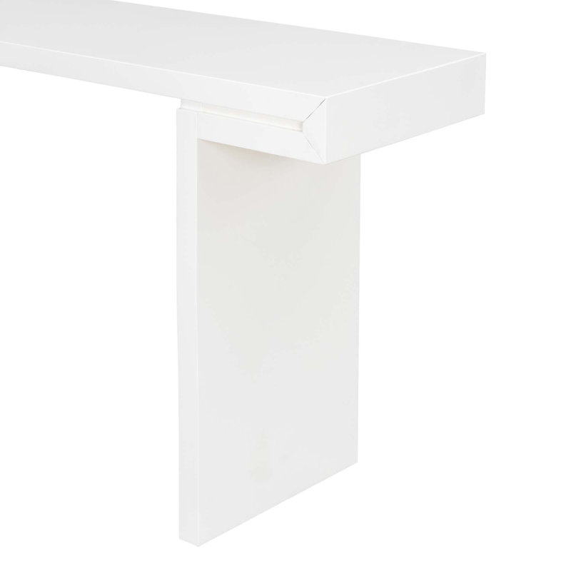 60-Inch Console Table With Geometric Clean Lines Design,Stylish Entryway Table With Painted Finish And Adjustable Feet, White