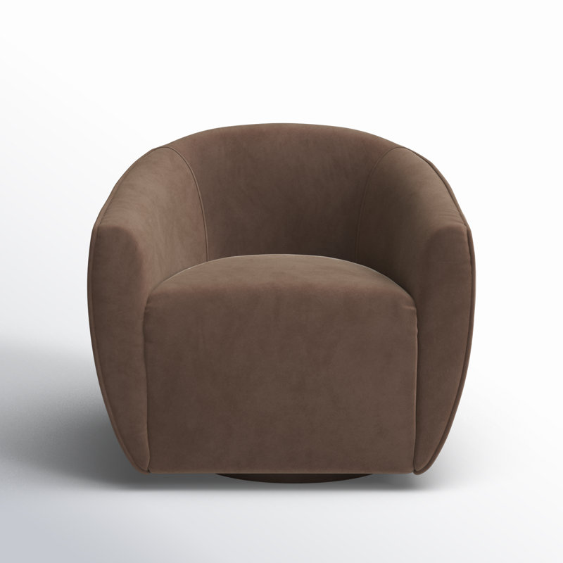 Layla Swivel Barrel Chair, Brown Velvet