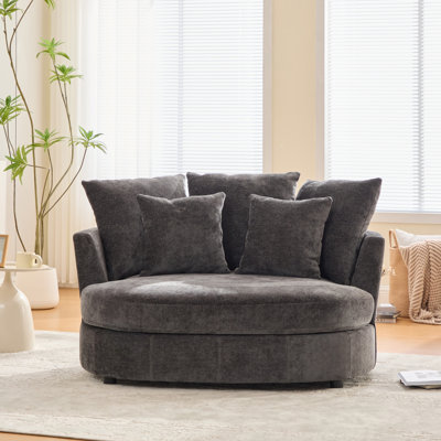 Fauteuil demi-tonneau rembourré en chenille
