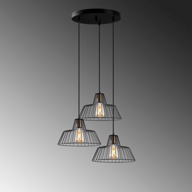 Elegant Industrial Chandelier, Black & Antique Finish, 21 x 11.8 inches | Metal Body, Adjustable Height | 3 x E27 (Max 40W) Sockets | Perfect for Modern Dining Rooms, Living Areas & Unique Home Décor | IP20 Rated