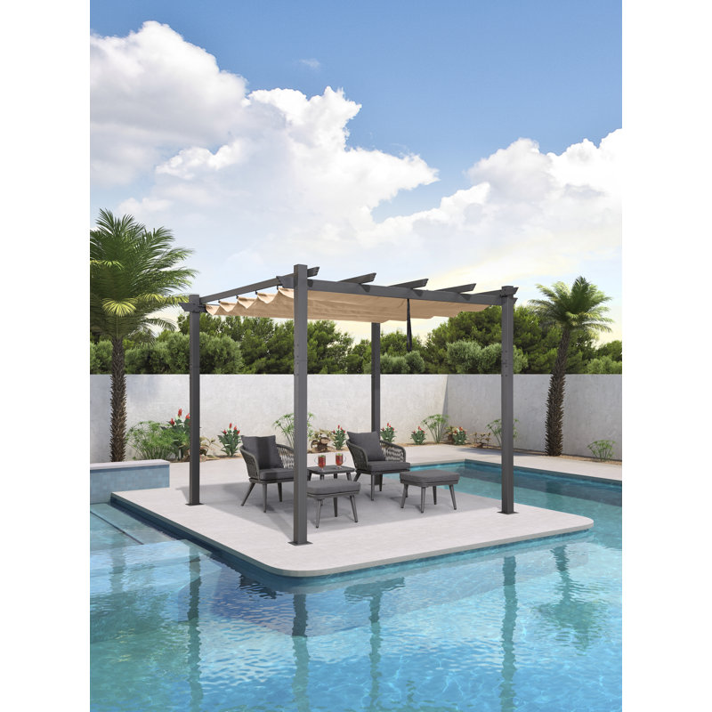 3m x 3m Aluminium Pergola, Khaki