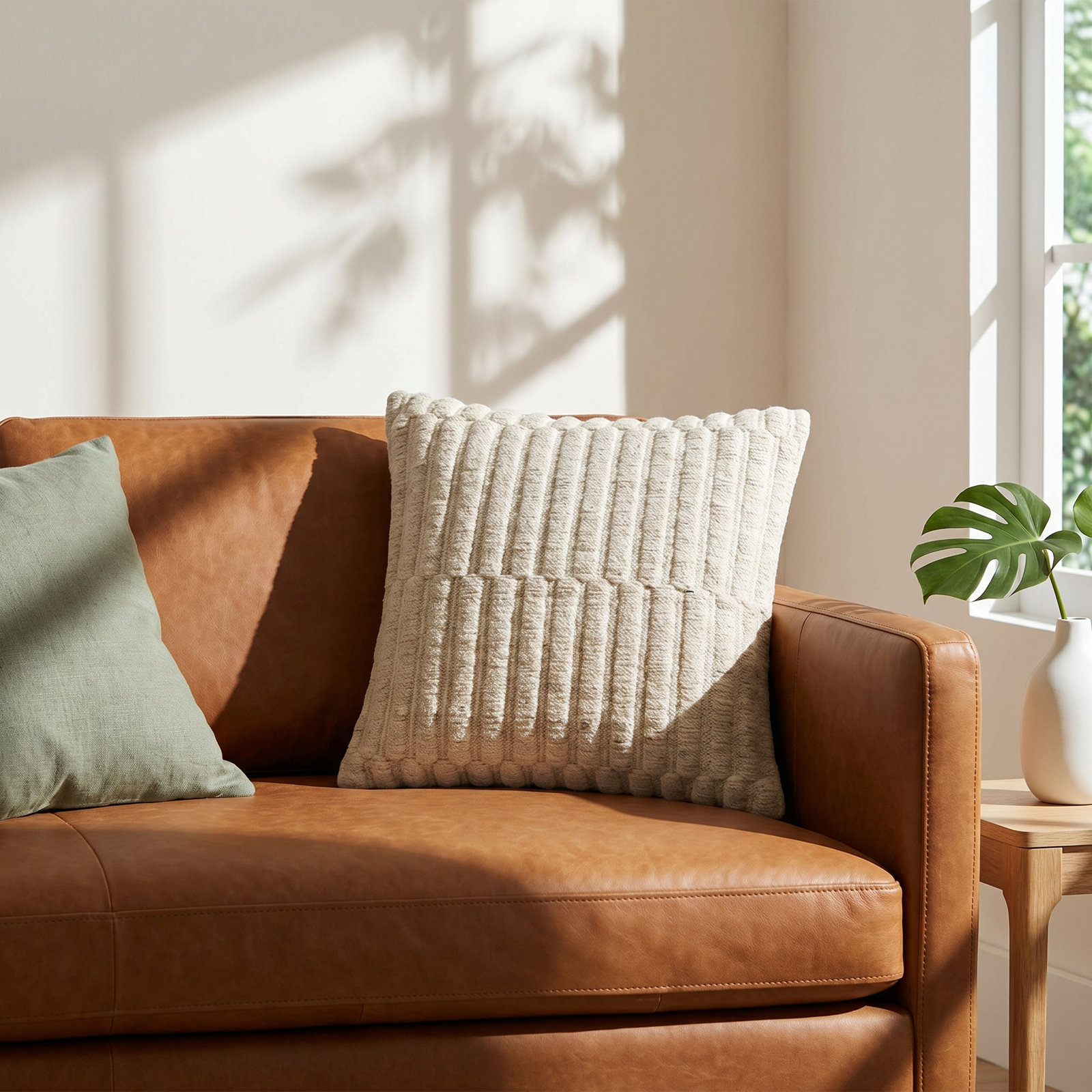 Monacizzo Cotton Pillow Cover, Pillow Cover Only - No Insert, Square 18", Cream