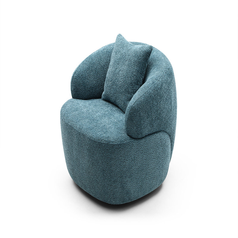 35'' Wide Upholstered Barrel Chair, Blue Fabric