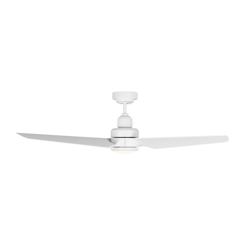 Smart LED Downrod Ceiling Fan, Matte White