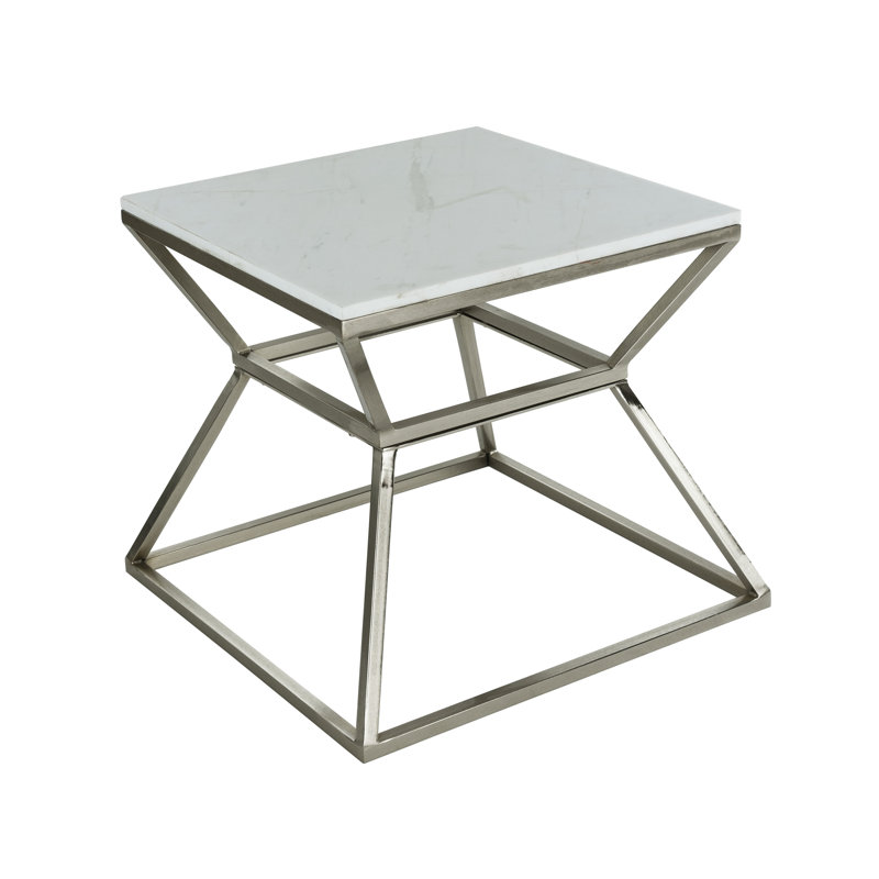 Adore Decor Audrey Marble Side Table, 17", Green
