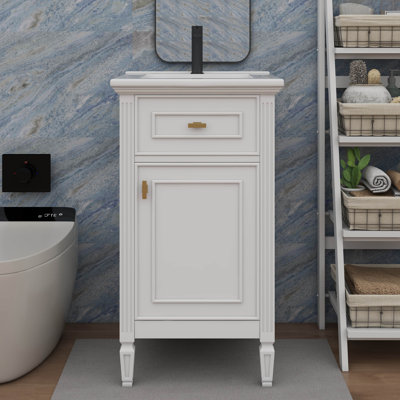 Ensemble de meuble-lavabo élégant de 20 pouces avec tiroir inclinable, tablette multifonctionnelle et support de rangement