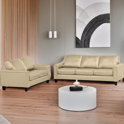 Ensemble de salon en cuir véritable 2 pièces Deboer