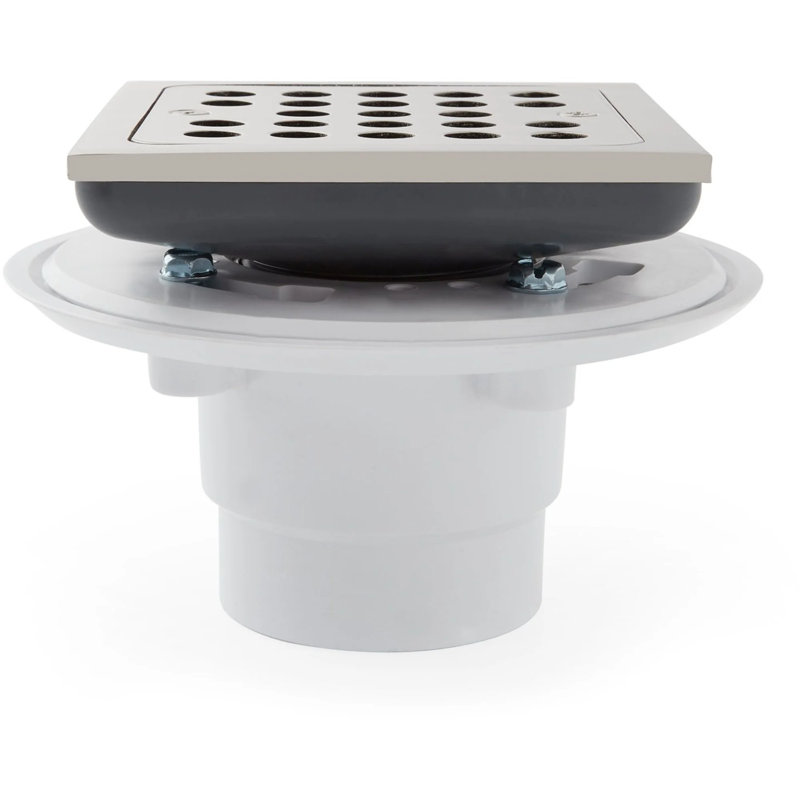 Menlo Square Shower Drain, No, Polished Brass