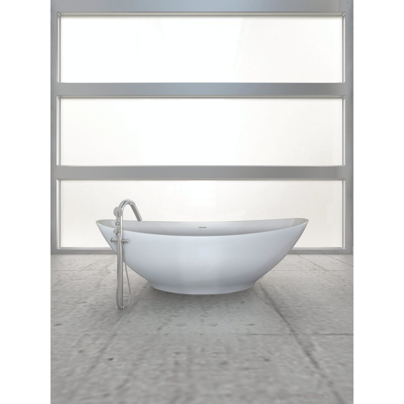 Logan 72'' L Soaking Bathtub, White, Polished Brass