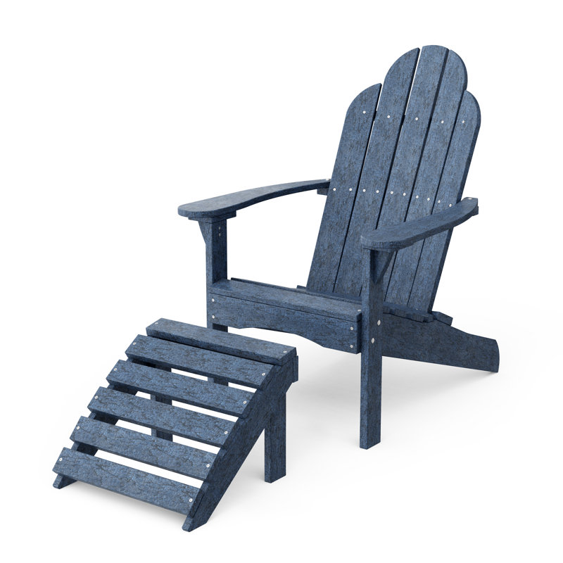 Classic Adirondack Chair with Ottoman, Patriot Blue
