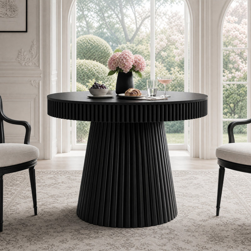 Petite table ronde à manger, table de cuisine moderne, Black
