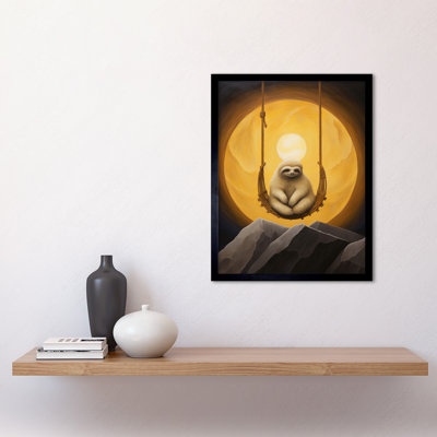 The Lazy Overlord Sloth At Full Moon - Single Picture Frame Print
