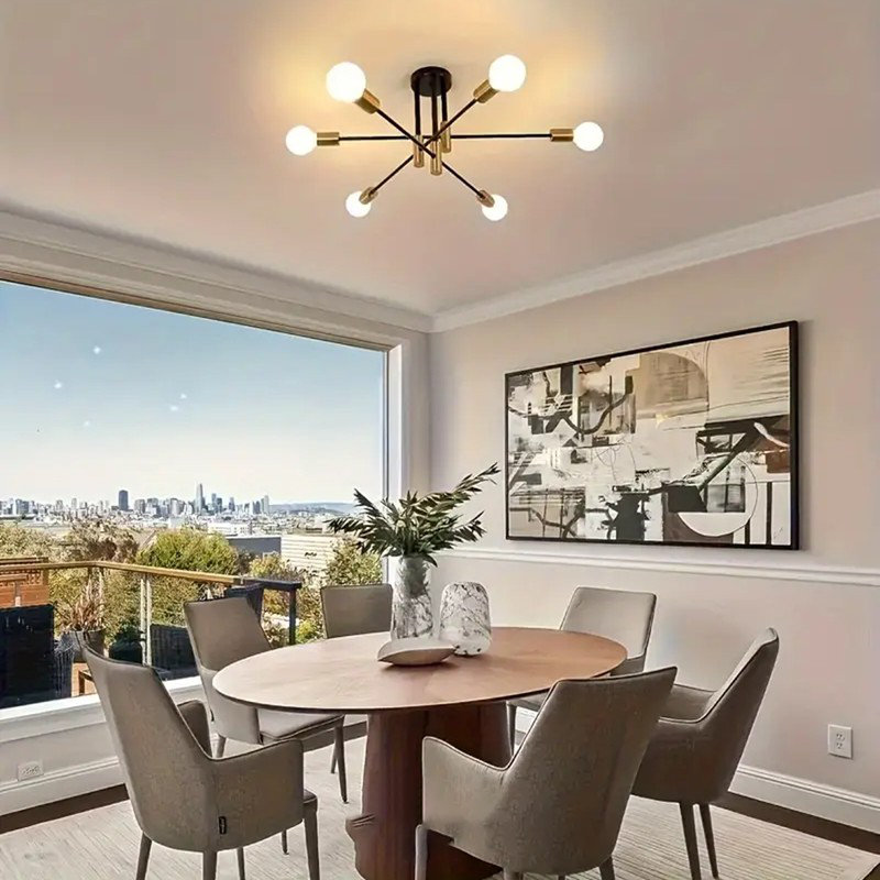 Semi Flush Mount, included, Black&gold
