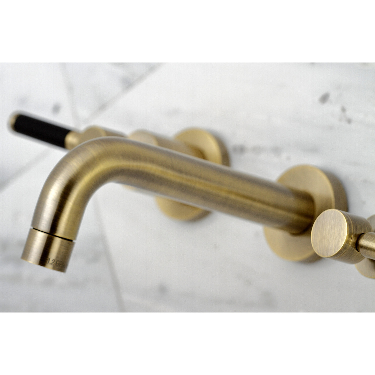 Kaiser Wall-Mounted Bathroom Faucet, Vintage Brass