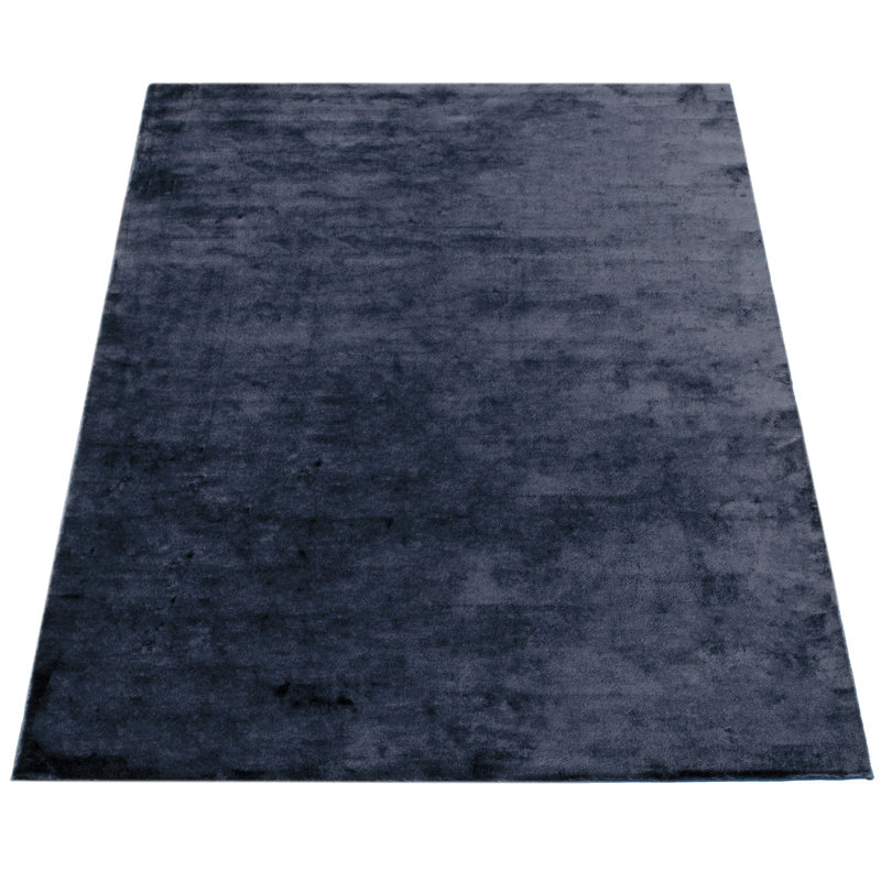 Soft Area Rug Cozy Low-Pile Rug Anti-Slip Solid Color Washable, Rectangle 5'3" x 7'3", Navy