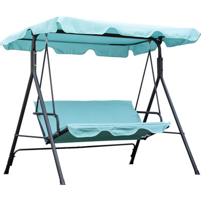 Patio Porch Swing Chair With , Canopy For 3 Adults, Steel Frame, Ideal Deck Use 3-Adult Chair, Canopy, Frame Suited Backyard Enjoyment