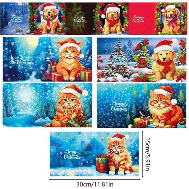 8pcs 5D DIY Diamond Painting Christmas Card Kits