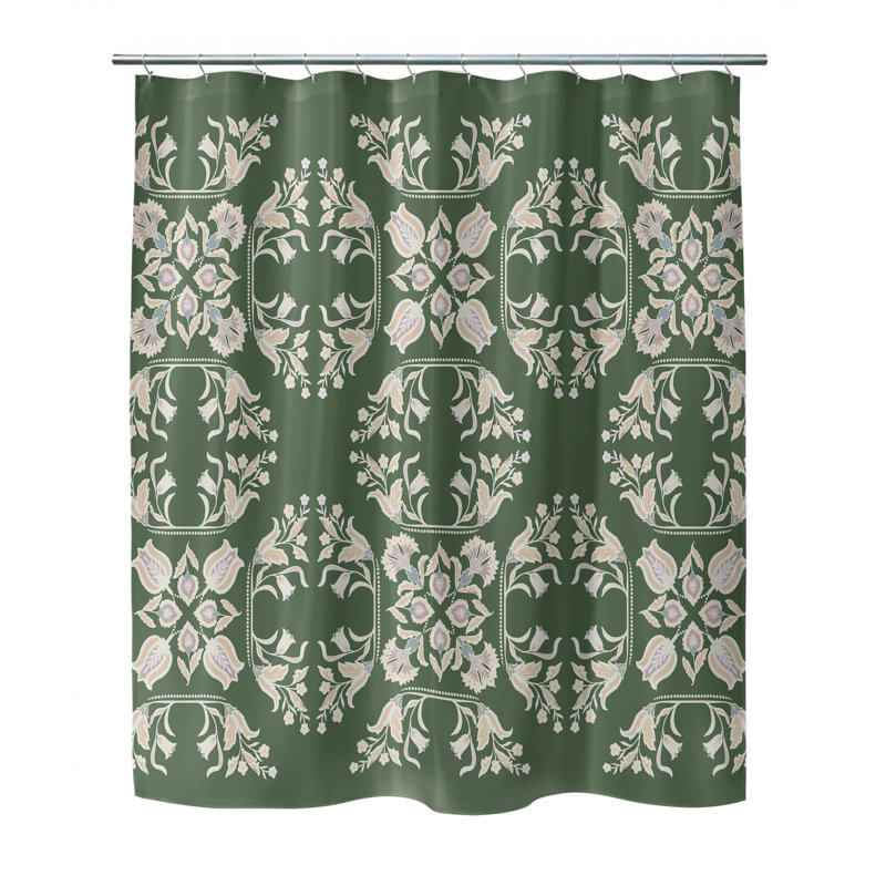 Rideau de douche léger Rumi, Vert/blanc