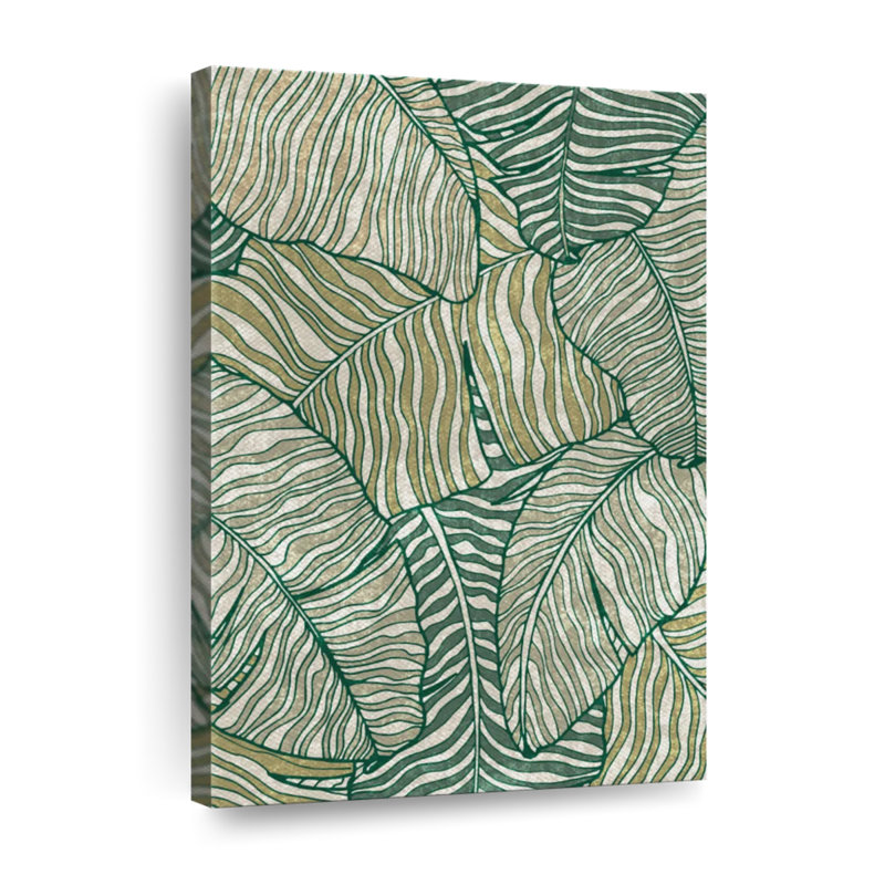 Feuille de bananier à feuilles sur toile, H 36 po x l 24 po x P 1,25 po