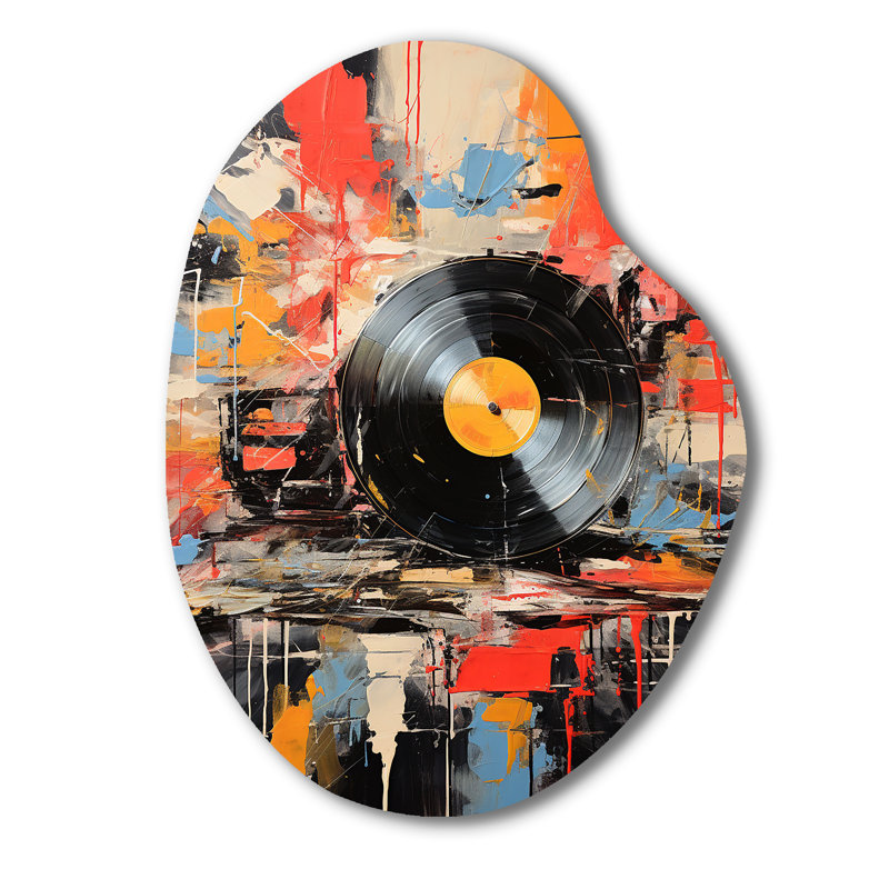 Ramsey - Disque vinyle de forme unique, décoration murale asymétrique en métal, H 30 po x l 22 po x P 1 po