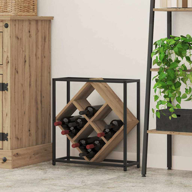 Wine Rack Engineered Wood Storage Organizer Modern Indoor Stylish Home, Artisan Oak