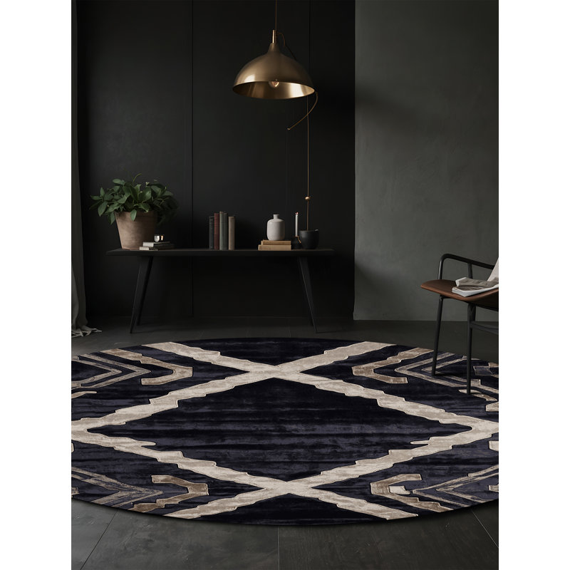 Machine Washable Gray Area Rug, Round 6'