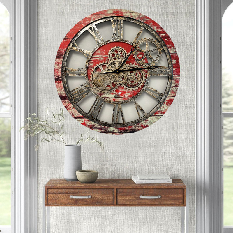 Solid Wood Wall Clock, Red Lava