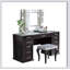 Ensemble de coiffeuse Glam Style avec plateau en verre de 8 mm, tiroirs de rangement, miroir à DEL et tabouret rembourré pour les chambres à coucher modernes