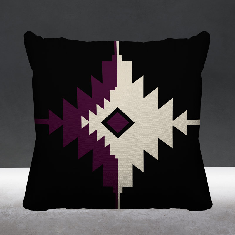 Coussin décoratif intérieur / extérieur Askii Southwestern, L 15 po x H 15 po, Mauve