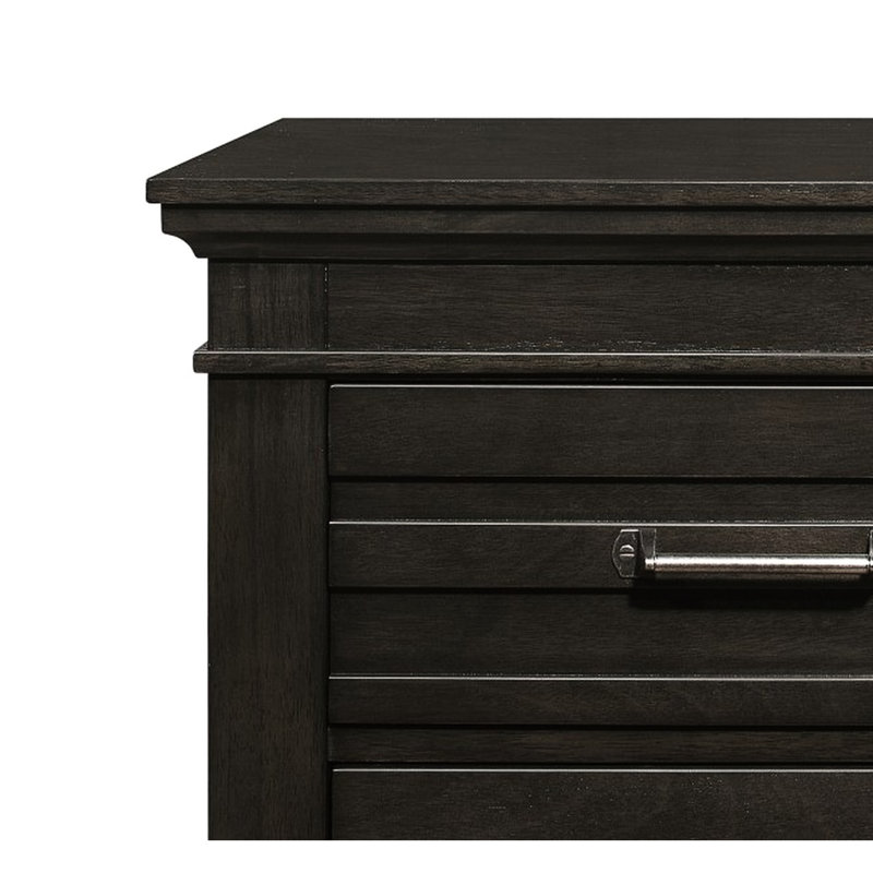 Table d'appoint de chambre à coucher en gris anthracite avec base en bois d'ingénierie et table de chevet transitionnelle pour l'intérieur
