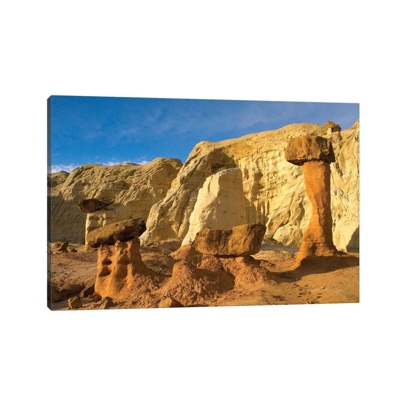 Toadstool Caprocks, Grand Staircase, Escalante National Monument, Utah 1 Piece Wrapped Canvas Wall Art