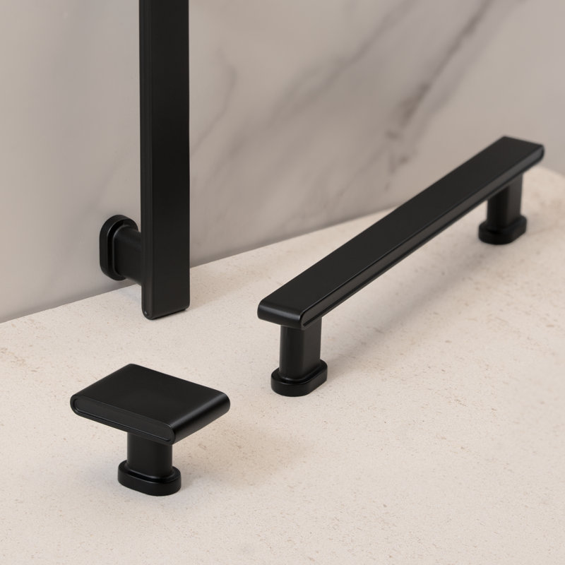 New Collection Square Knobs With Round Pillar Base Vintage Brass Multipack, Matte Black
