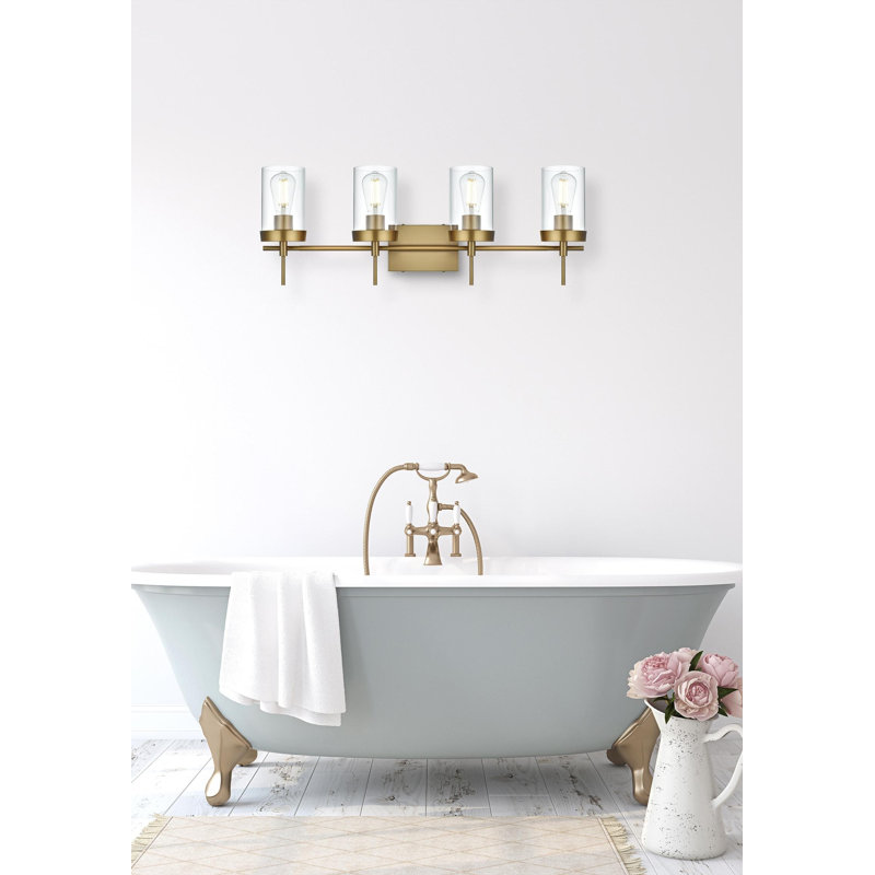 Éclairage pour meuble-lavabo à intensité variable Annisha, Doré, H 11 po x l 32 po x P 32 po, Quatre lumières