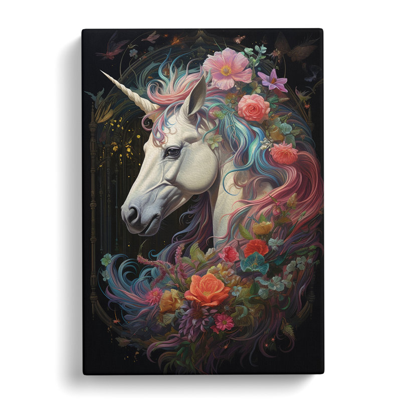 Unicorn Baroque Art - Wrapped Canvas, 60cm H x 40cm W x 3cm D