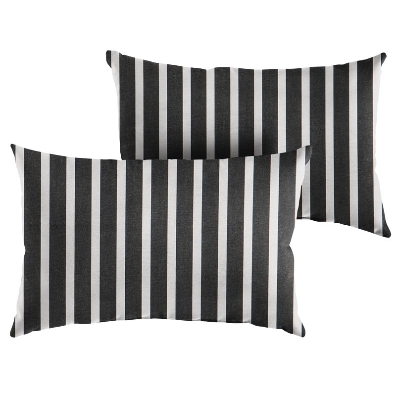 88 Coussin lombaire rayé intérieur / extérieur Sunbrella 88, 14 po x 24 po