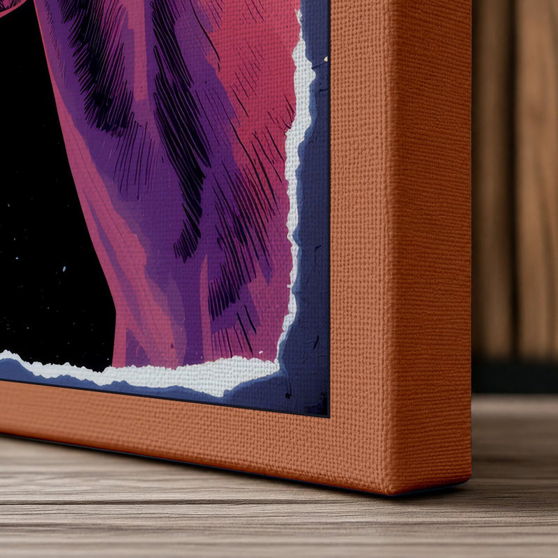 Neon Horse Modern - Wrapped Canvas, 24x16 - 61.0 x 40.6 cm, Terracotta Border